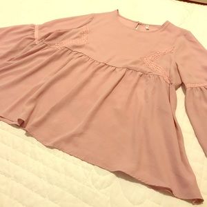 ASOS Curve Pink Plus Size Bell Sleeve Blouse